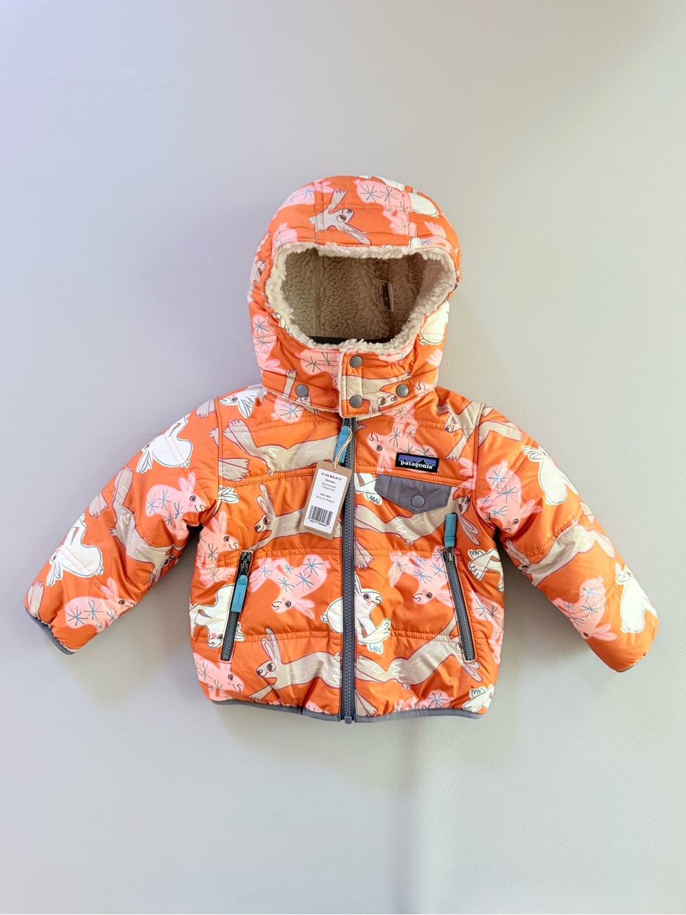 Patagonia Baby Tribbles Hoody Jacket Bunny Life Marigold Size 2T - New w/ Tags
